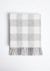 Foxford Pearl Grey Check Lambswool Baby Blanket