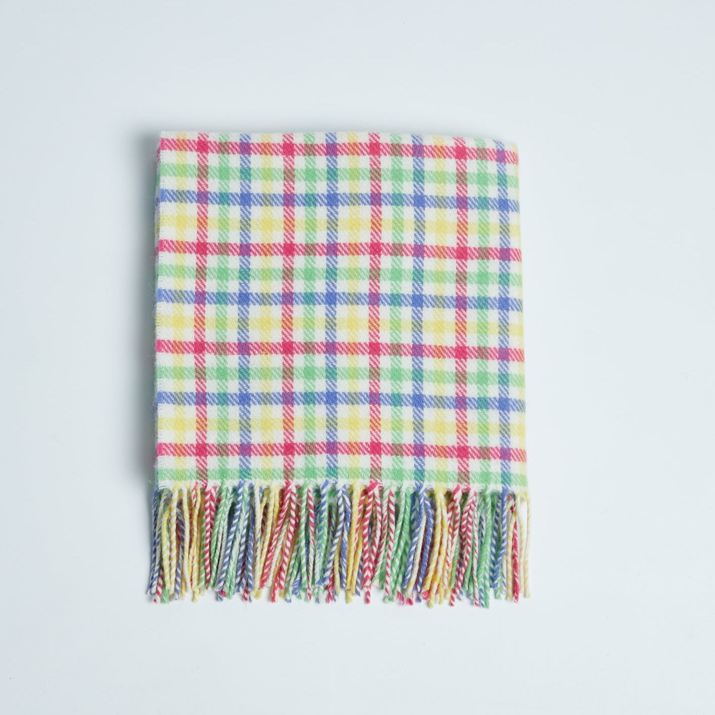 Foxford Rainbow Check Lambswool Baby Blanket