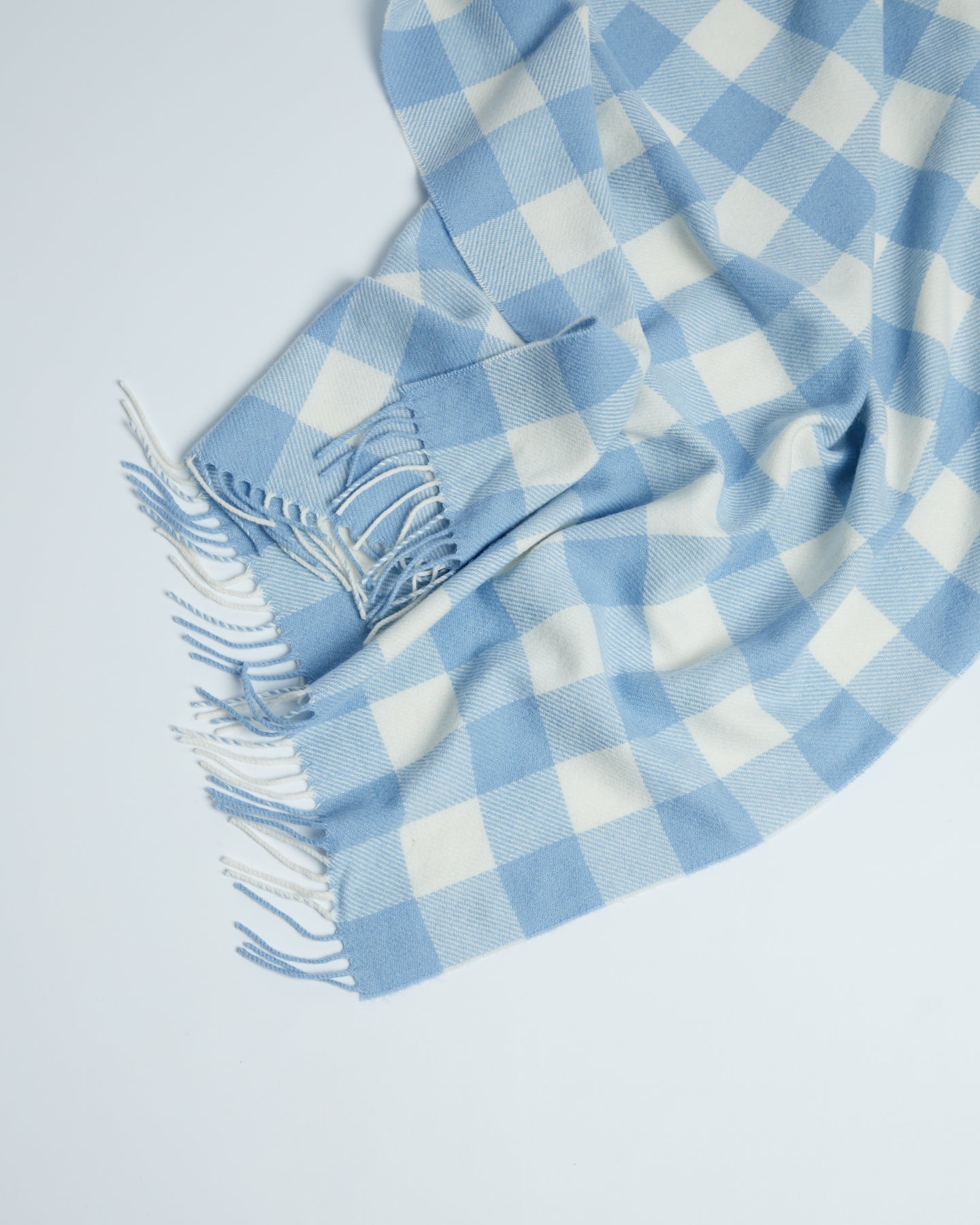 Foxford Blue Check Lambswool Baby Blanket