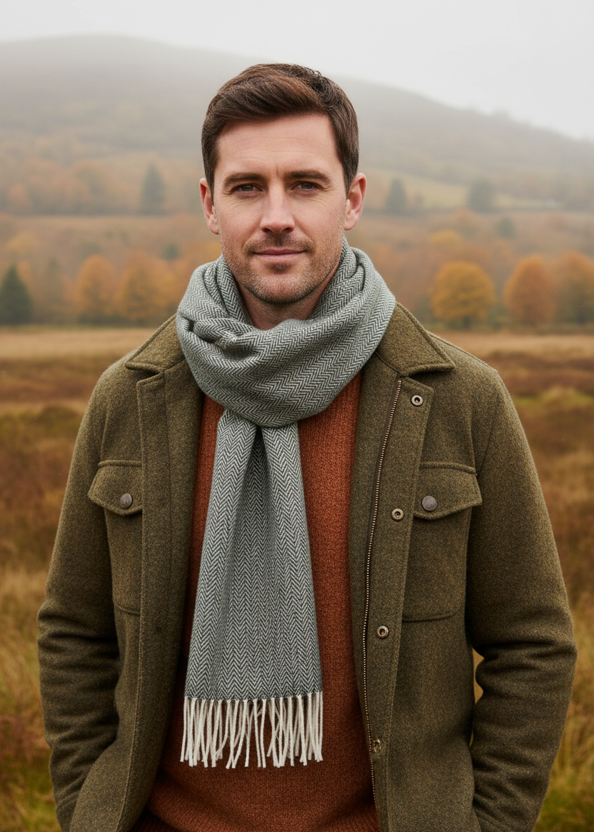 Foxford Lambswool Scarf | Mallard Green