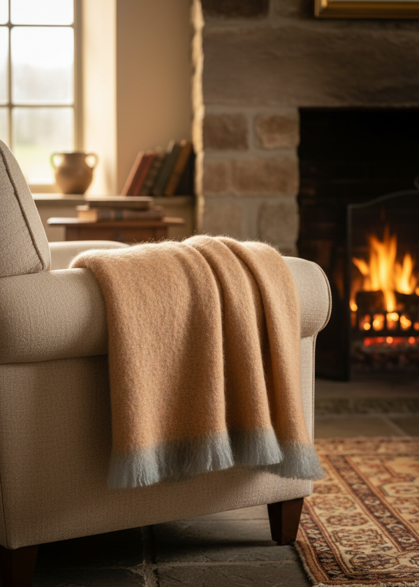 Foxford Causeway Mohair Throw | Tangerine