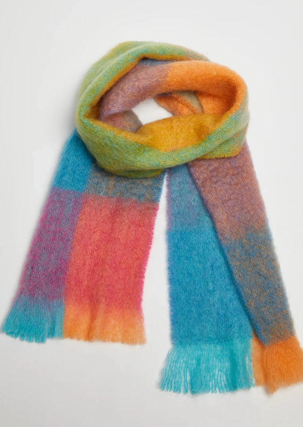 Foxford Giant Mohair Scarf | Teal Orange