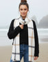 Foxford Giant Merino Scarf | White Neutral Stripe