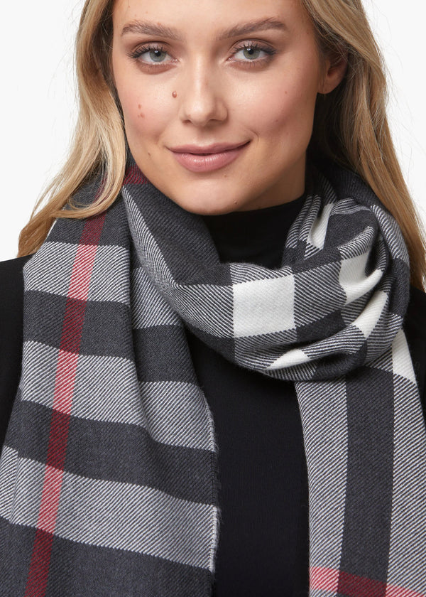 Foxford Black & Red Classic Extra-Fine Merino Scarf