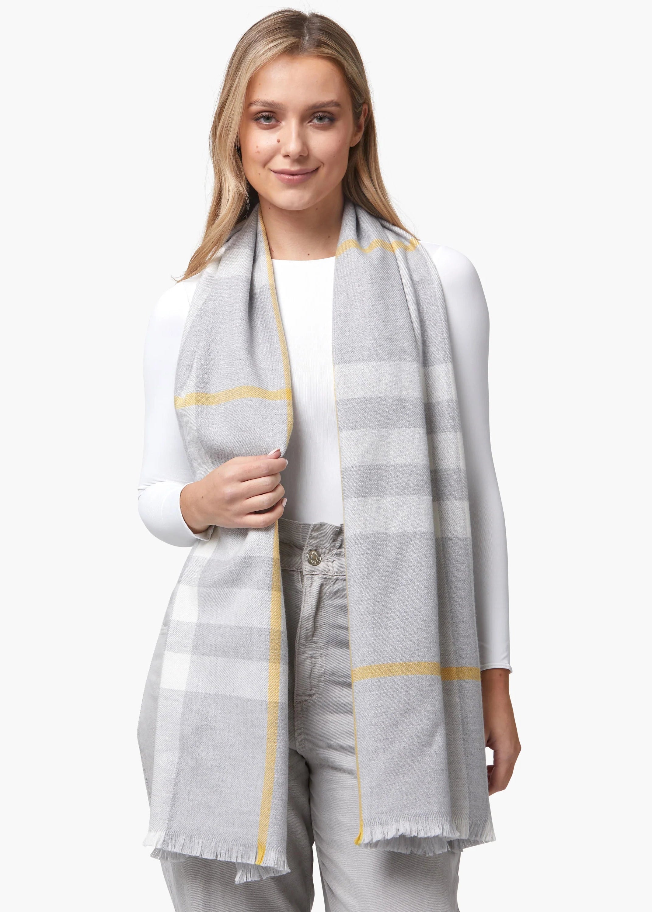 Foxford Grey & Gold Extra-Fine Merino Scarf