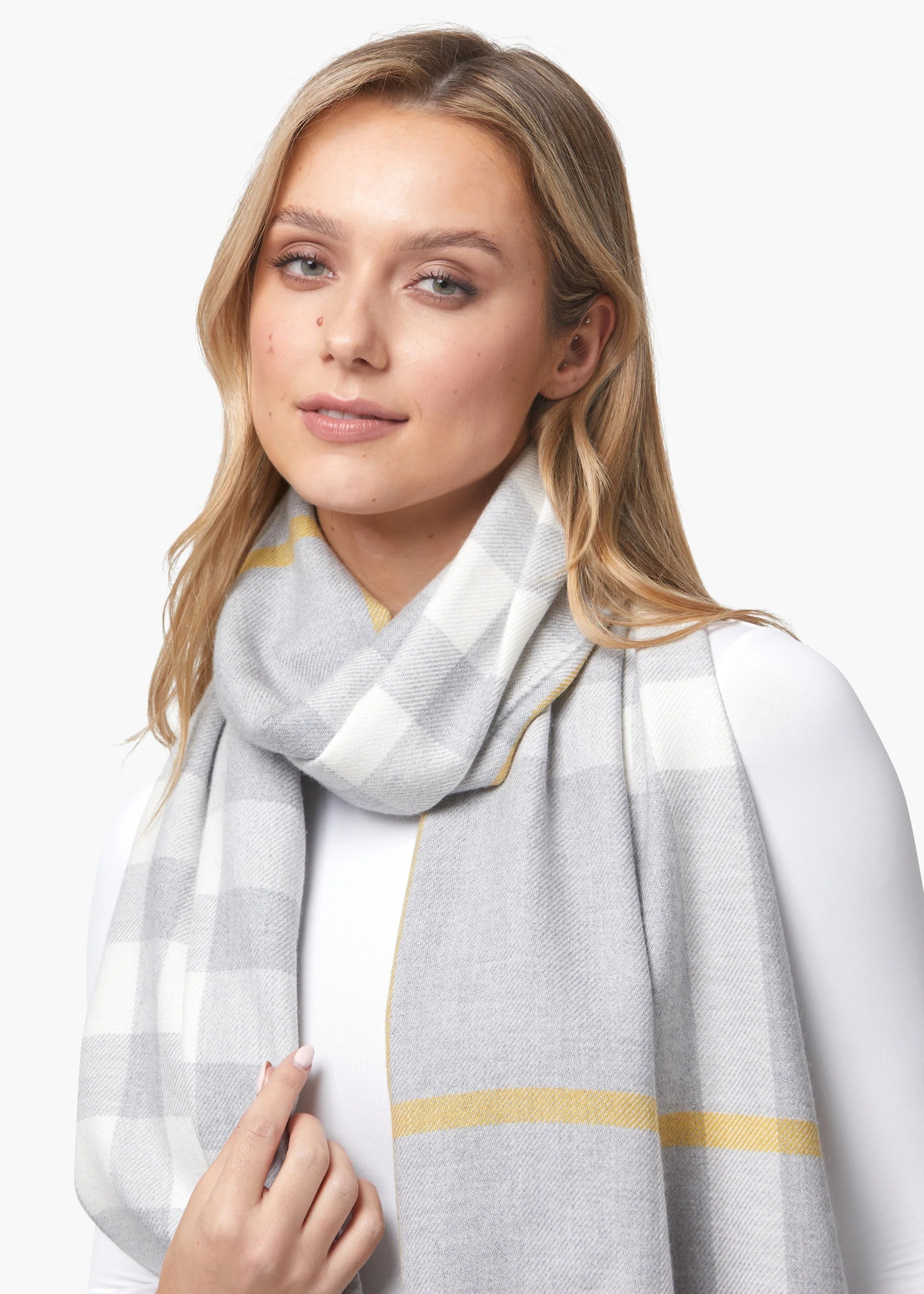 Foxford Grey & Gold Extra-Fine Merino Scarf