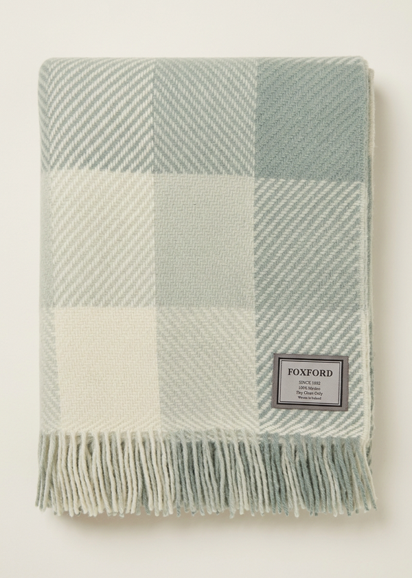 Foxford 100% Merino Wool Throw | Sage Block
