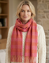 Foxford Lambswool Scarf | Orange and Pink