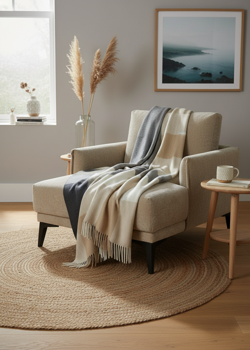 Foxford Cashmere Lambswool Throw | Color Block