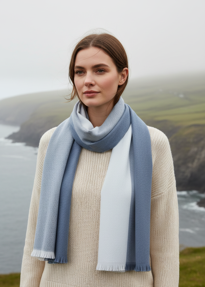 Foxford Denim 4 Block Extra Fine Merino Scarf