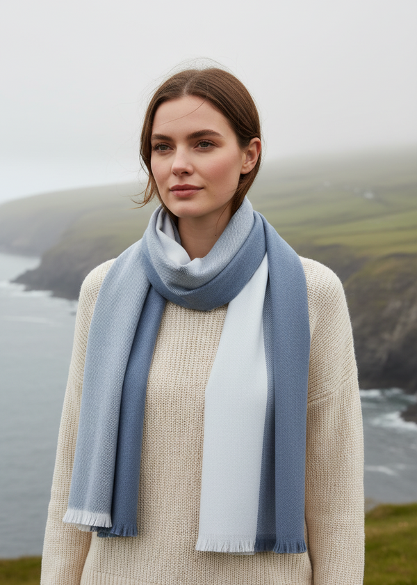 Foxford Denim 4 Block Extra Fine Merino Scarf