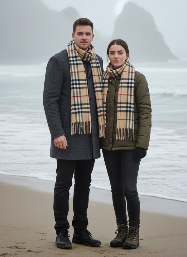 Foxford Fawn, Black & Red Check Scarf