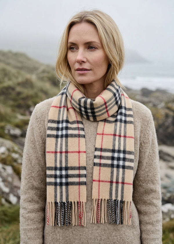 Foxford Fawn, Black & Red Check Scarf