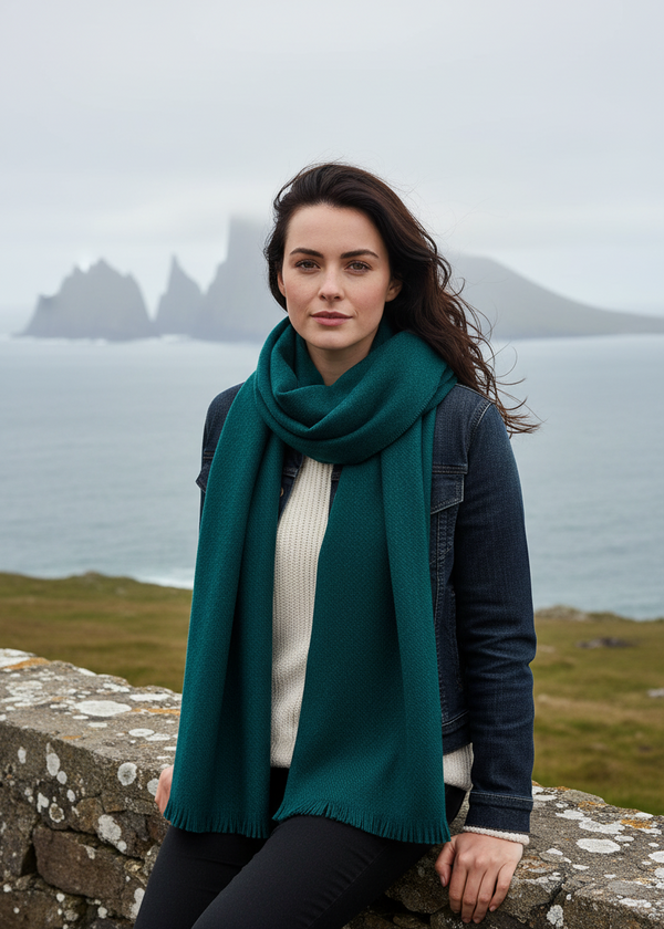 Foxford Fine Wool Cashmere Blend Scarf | Amazon Green