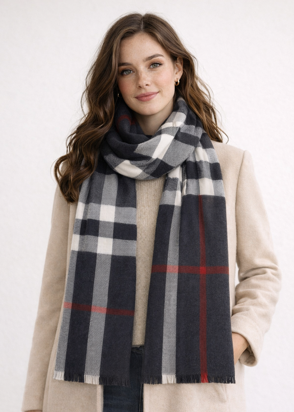 Foxford Giant Merino Scarf | Classic Checkered