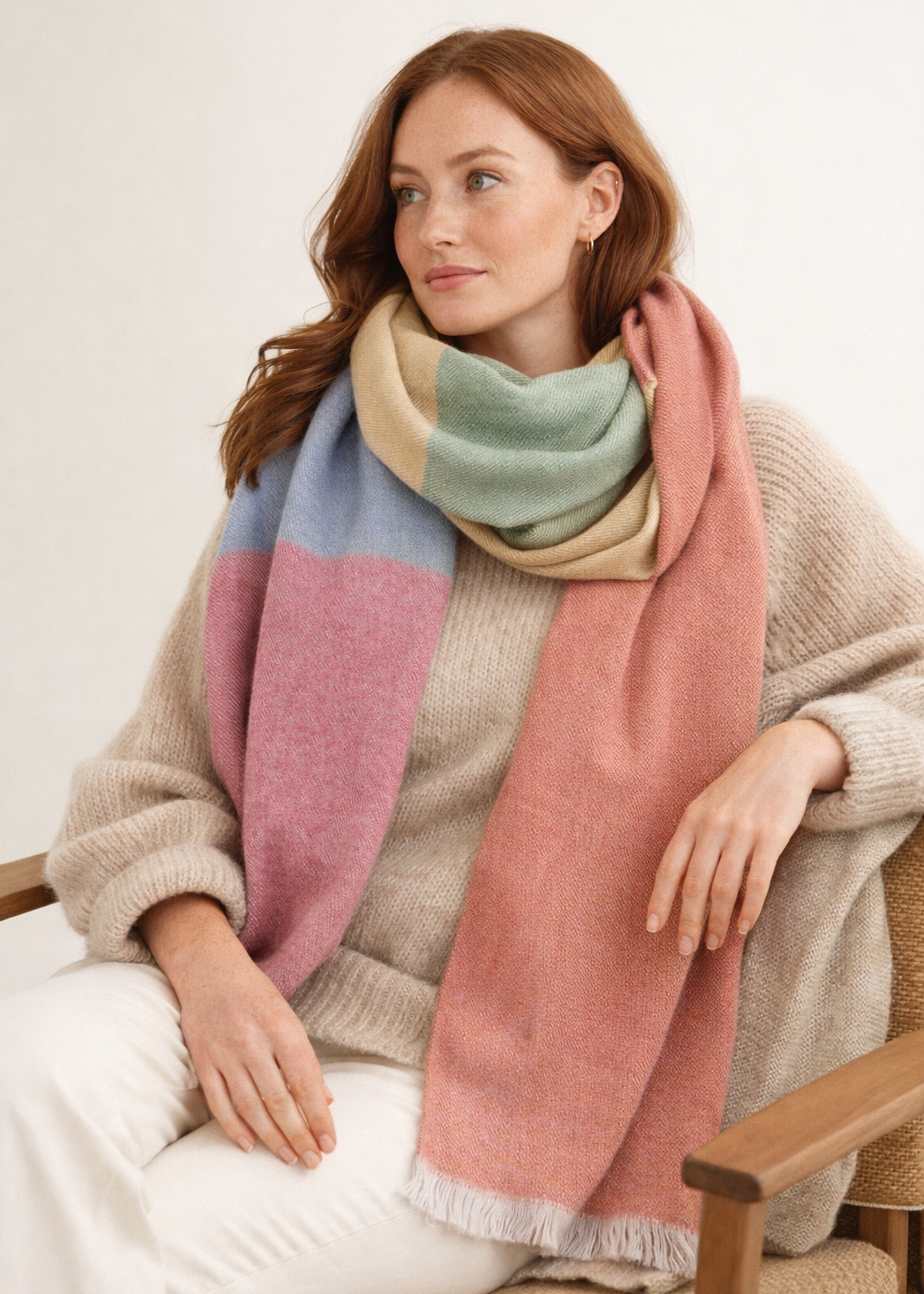 Foxford Giant Merino Scarf | Rainbow
