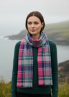 Foxford Green Grey Check Extra Fine Merino Scarf