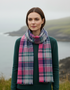 Foxford Green Grey Check Extra Fine Merino Scarf