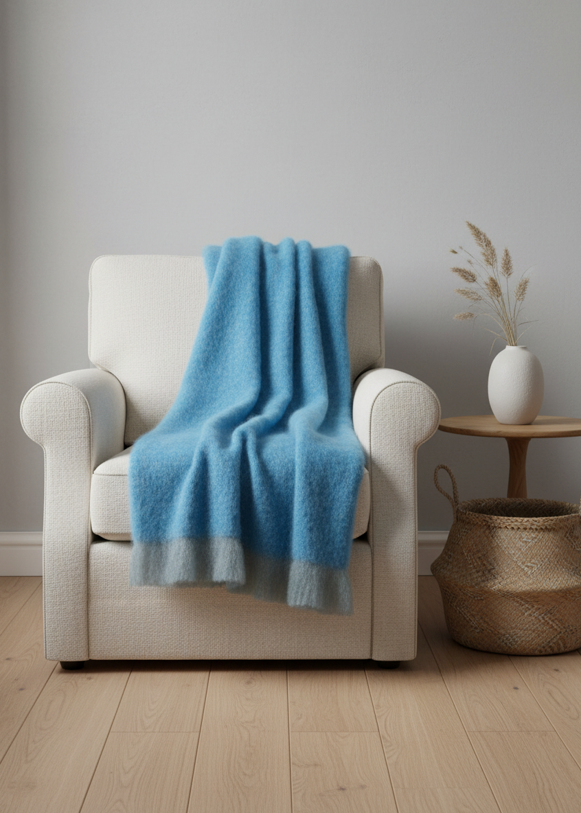 Foxford Inishowen Mohair Throw | Mayo Blue