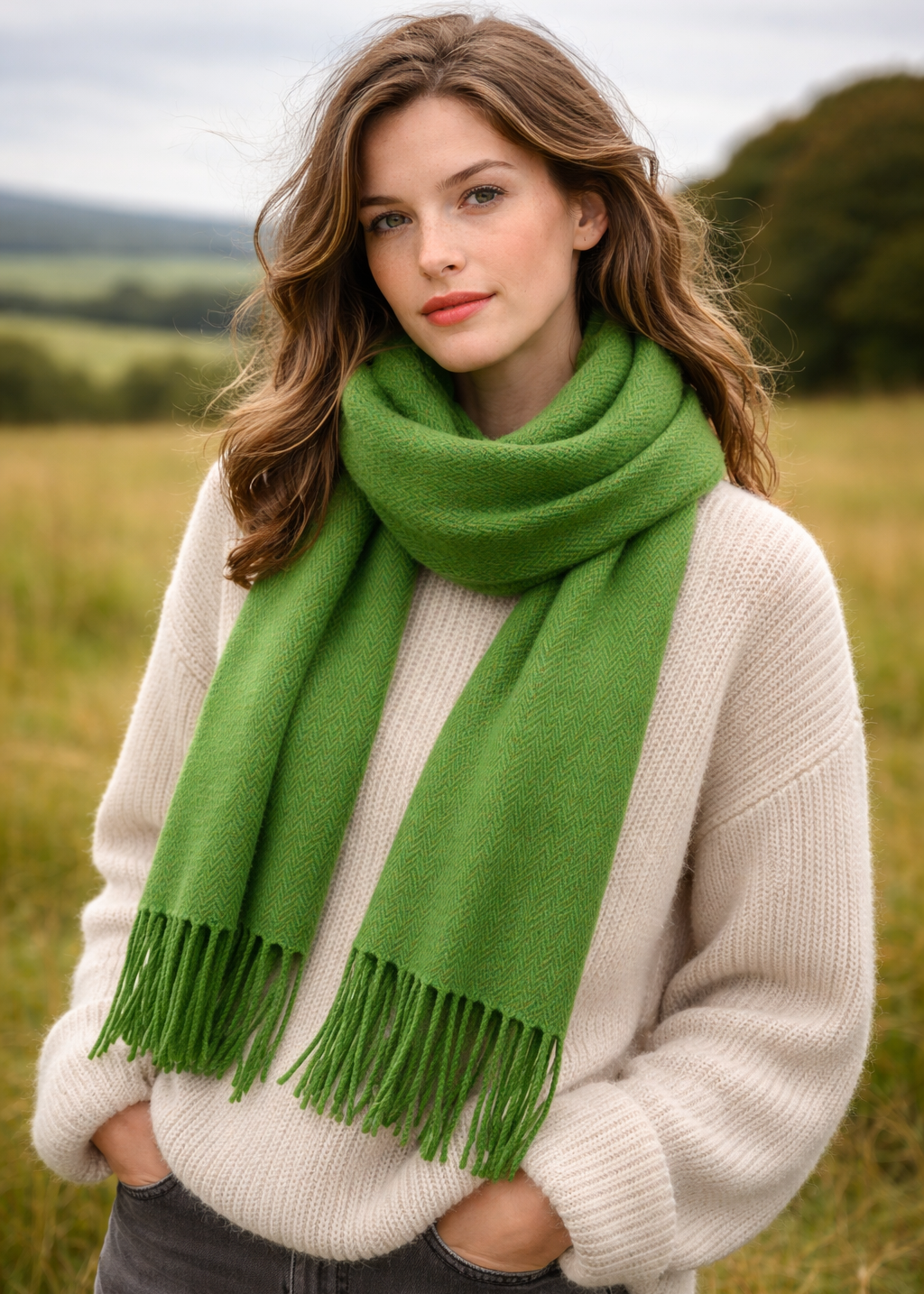 Foxford Lambswool Scarf | Baby Amazon Green