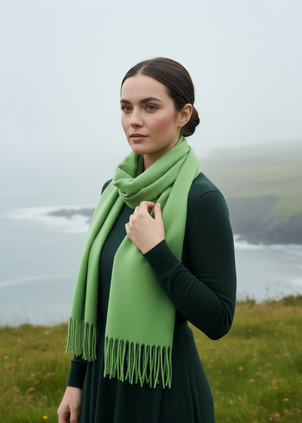 Foxford Lambswool Scarf | Bay Solid Green