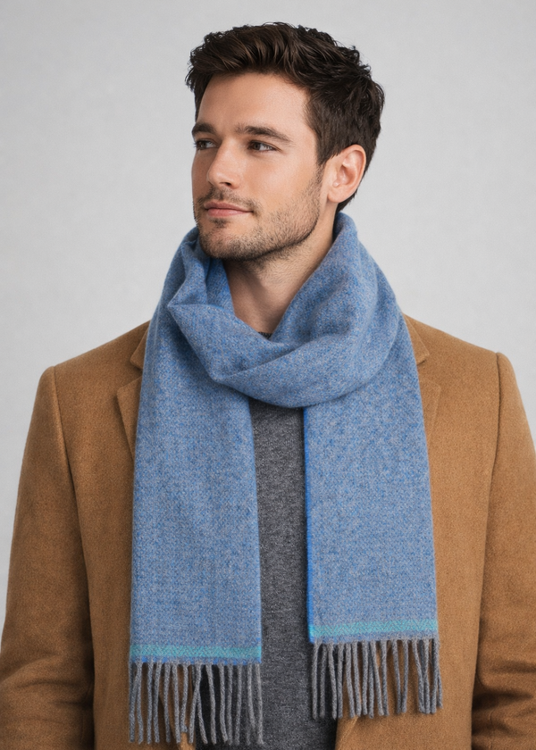 Foxford Lambswool Scarf | Cornish Blue