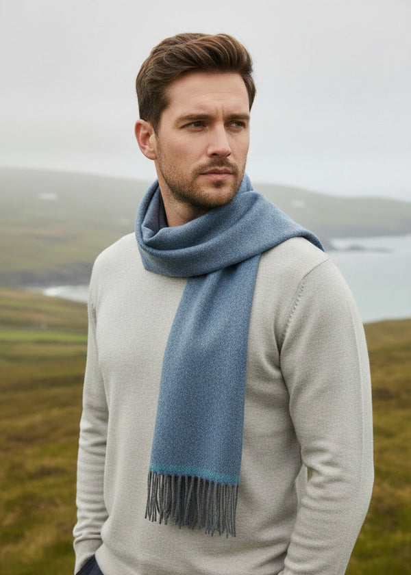 Foxford Lambswool Scarf | Cornish Blue