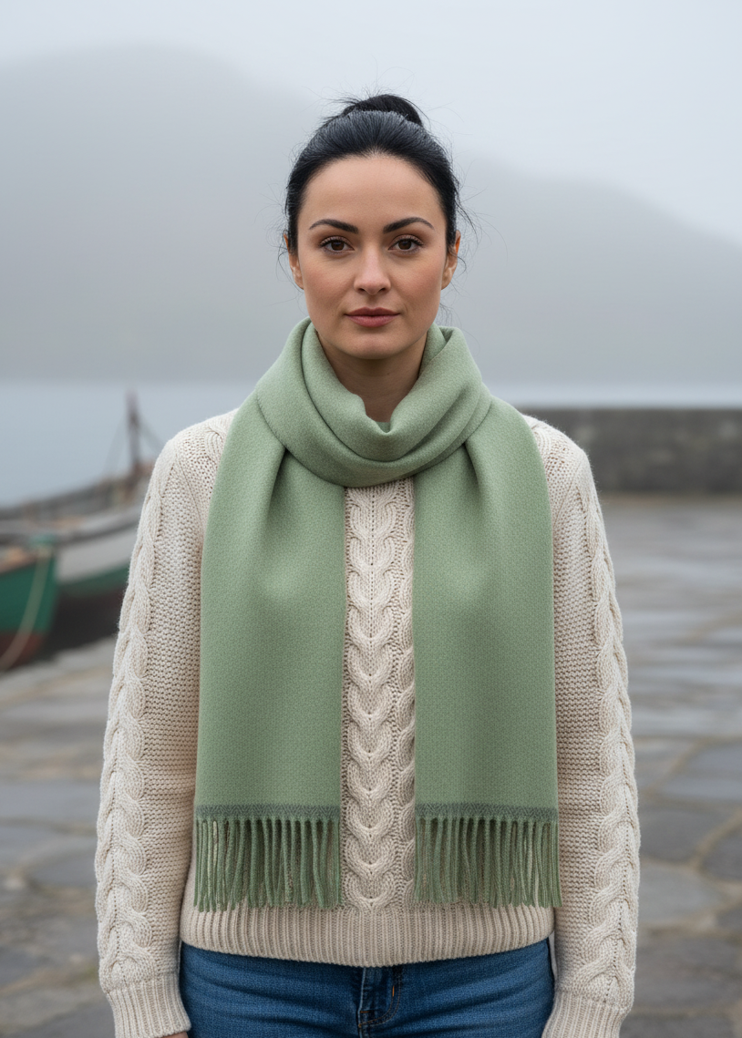 Foxford Lambswool Scarf | Green Melange