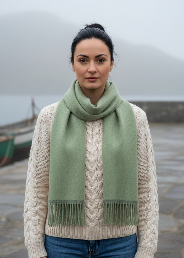 Foxford Lambswool Scarf | Green Melange