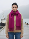 Foxford Lambswool Scarf | Magenta Pink Herringbone