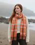 Foxford Lambswool Scarf | Orange Check