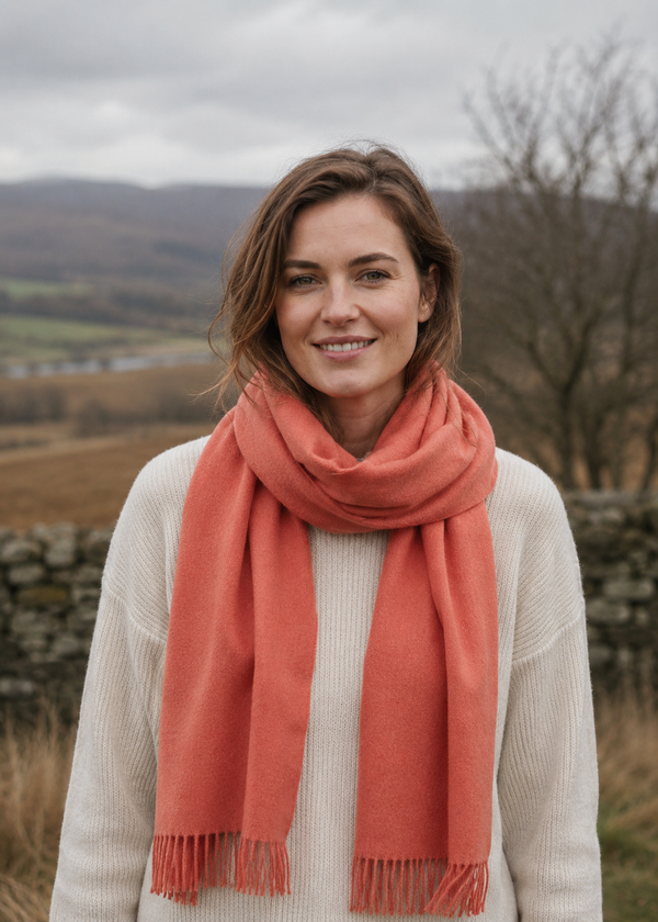 Foxford Lambswool Scarf | Paprika Herringbone