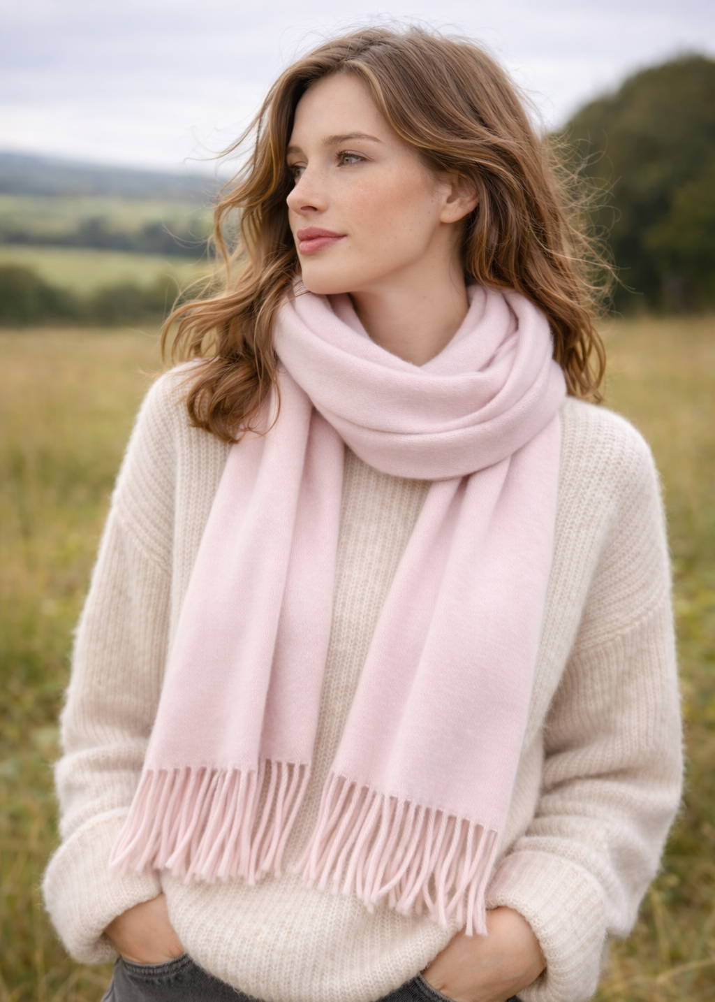 Foxford Lambswool Scarf | Petal Pink