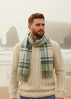 Foxford Lambswool Scarf | Turquoise & Cream Tartan