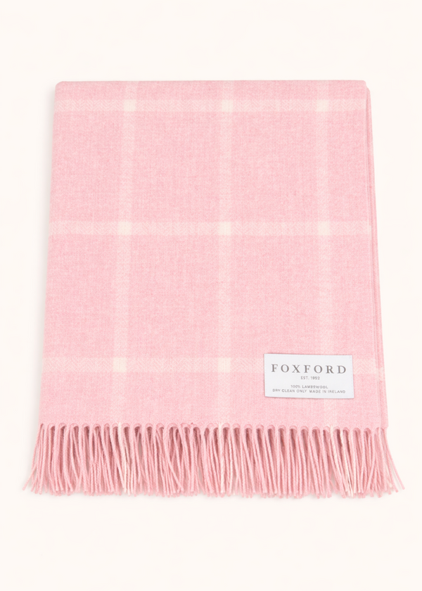 Foxford Lambswool Throw | Pink White
