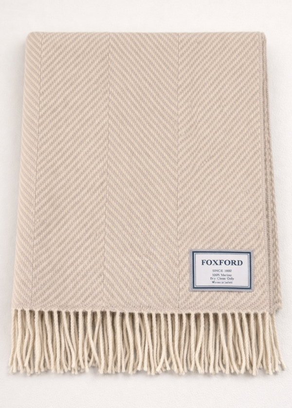 Foxford Merino Wool Throw | Bone Taupe
