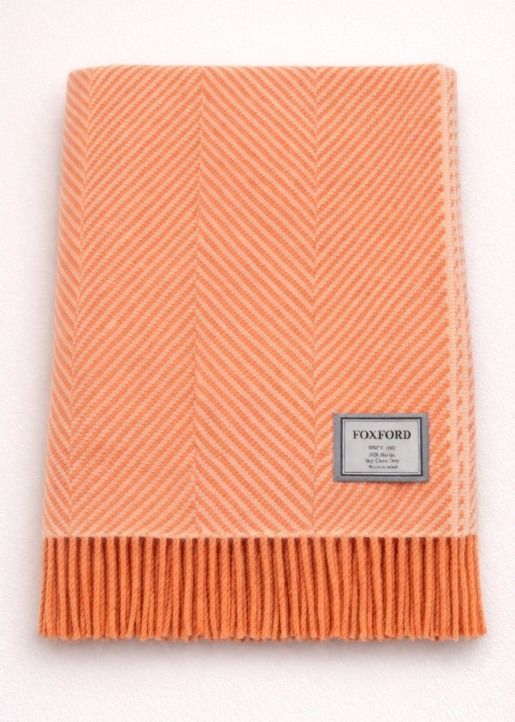 Foxford Merino Wool Throw | Coral/Baby Camel