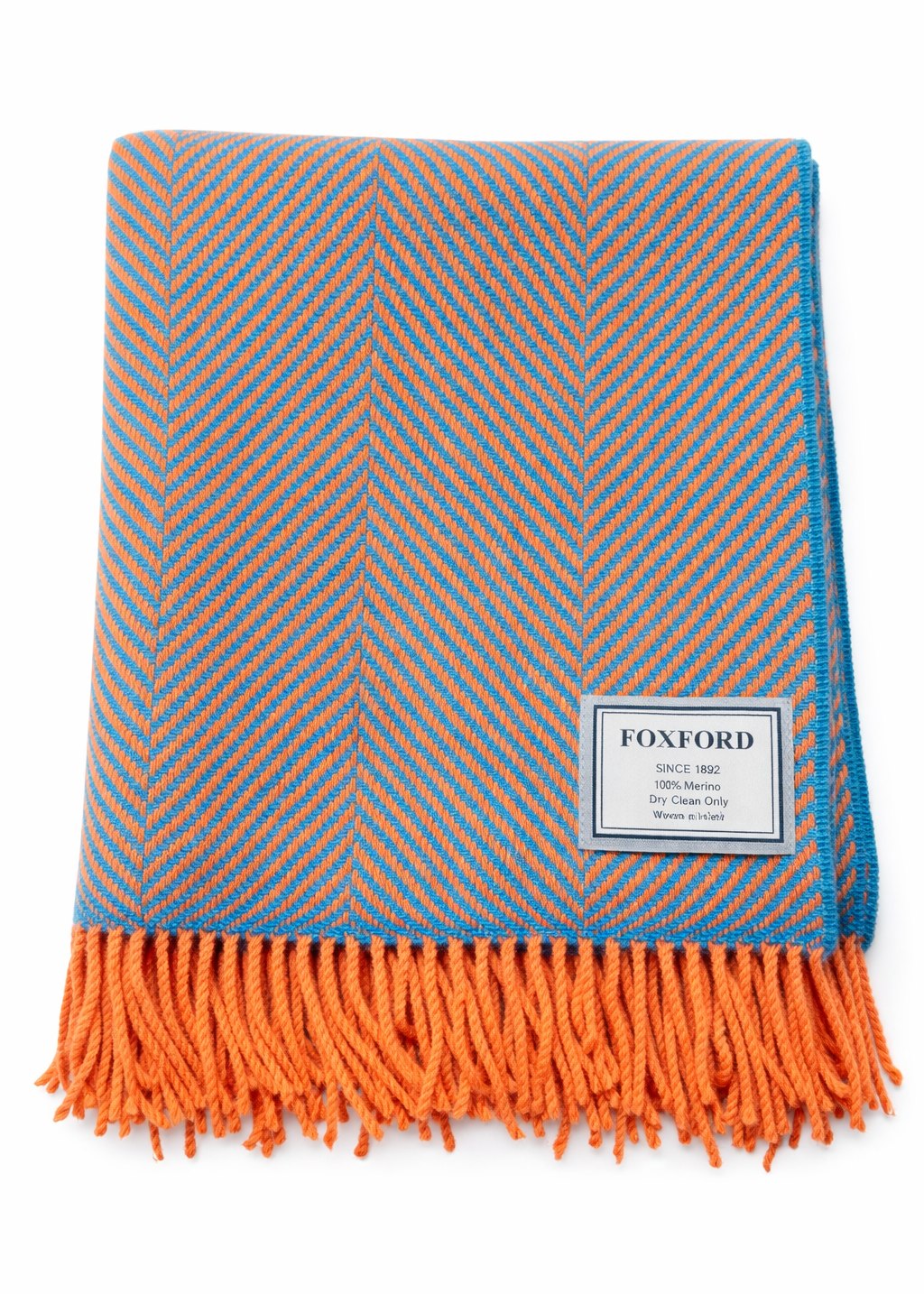 Foxford Merino Wool Throw | Coral/Kingfisher