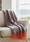 Foxford Merino Wool Throw | Coral/Kingfisher