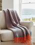 Foxford Merino Wool Throw | Coral/Kingfisher | Clearance