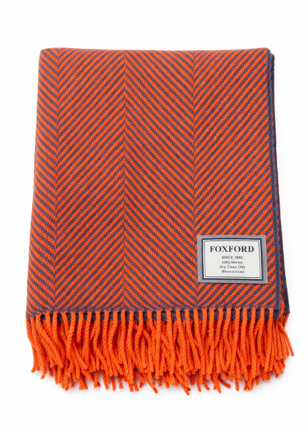 Foxford Merino Wool Throw | Flame/Grey