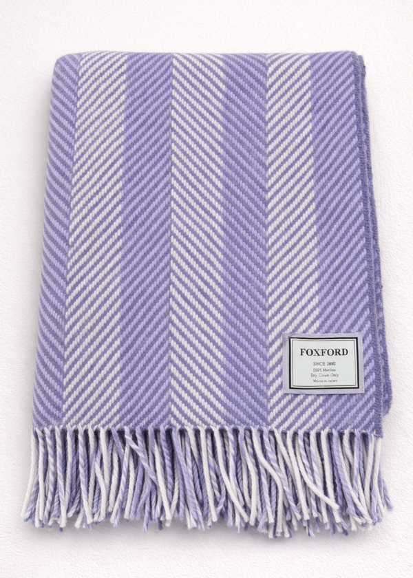 Foxford Merino Wool Throw | Heather Purple Storm Stripe