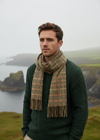 Foxford Modern Houndstooth Scarf | Burgundy & Brown Lambswool