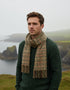 Foxford Modern Houndstooth Scarf | Burgundy & Brown Lambswool