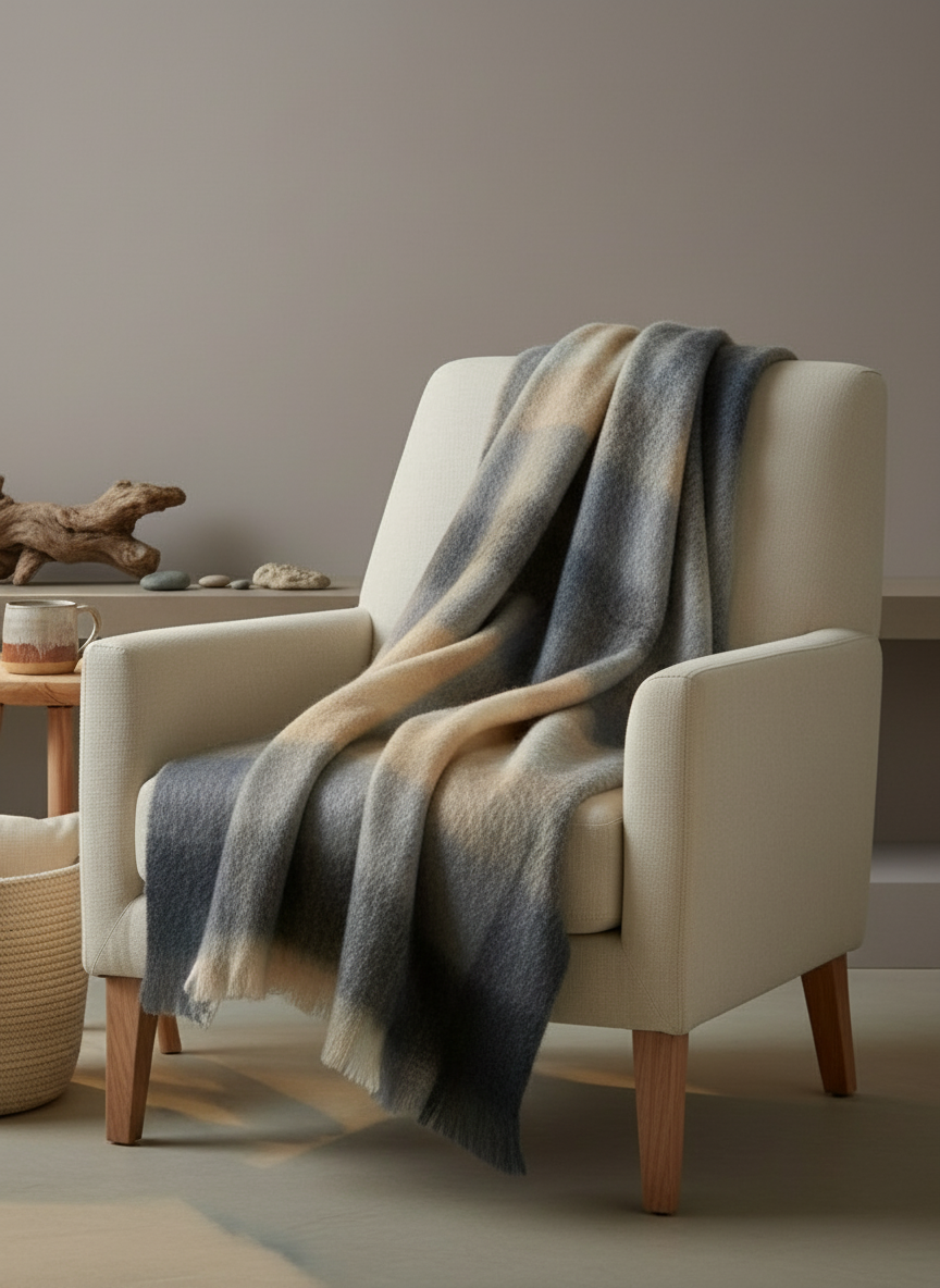 Foxford Mohair Throw | Classic Check