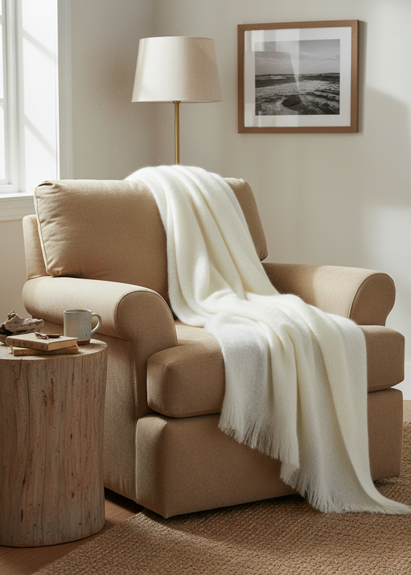 Foxford Mohair Throw | Off White
