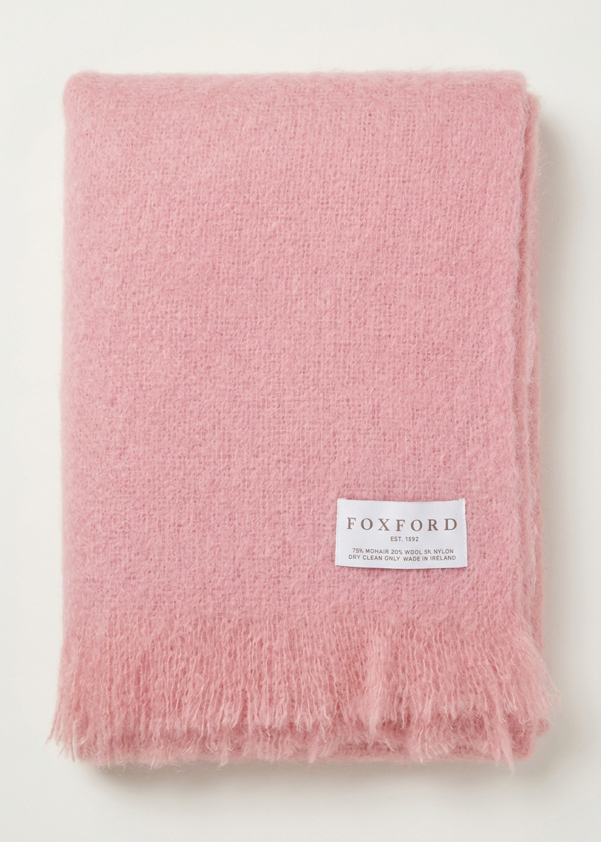 Foxford Mohair Throw | Petal Pink - Clearance