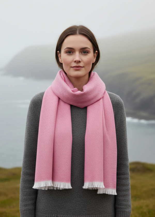 Foxford Pink Twill Giant Merino Wool Scarf