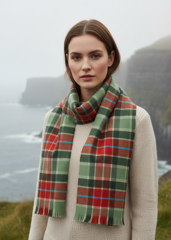 Foxford Rust Green Extra Fine Giant Merino Scarf