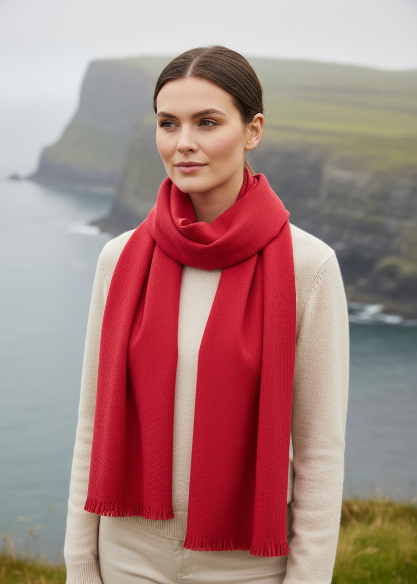 Foxford Tomato Fine Wool Cashmere Blend Scarf